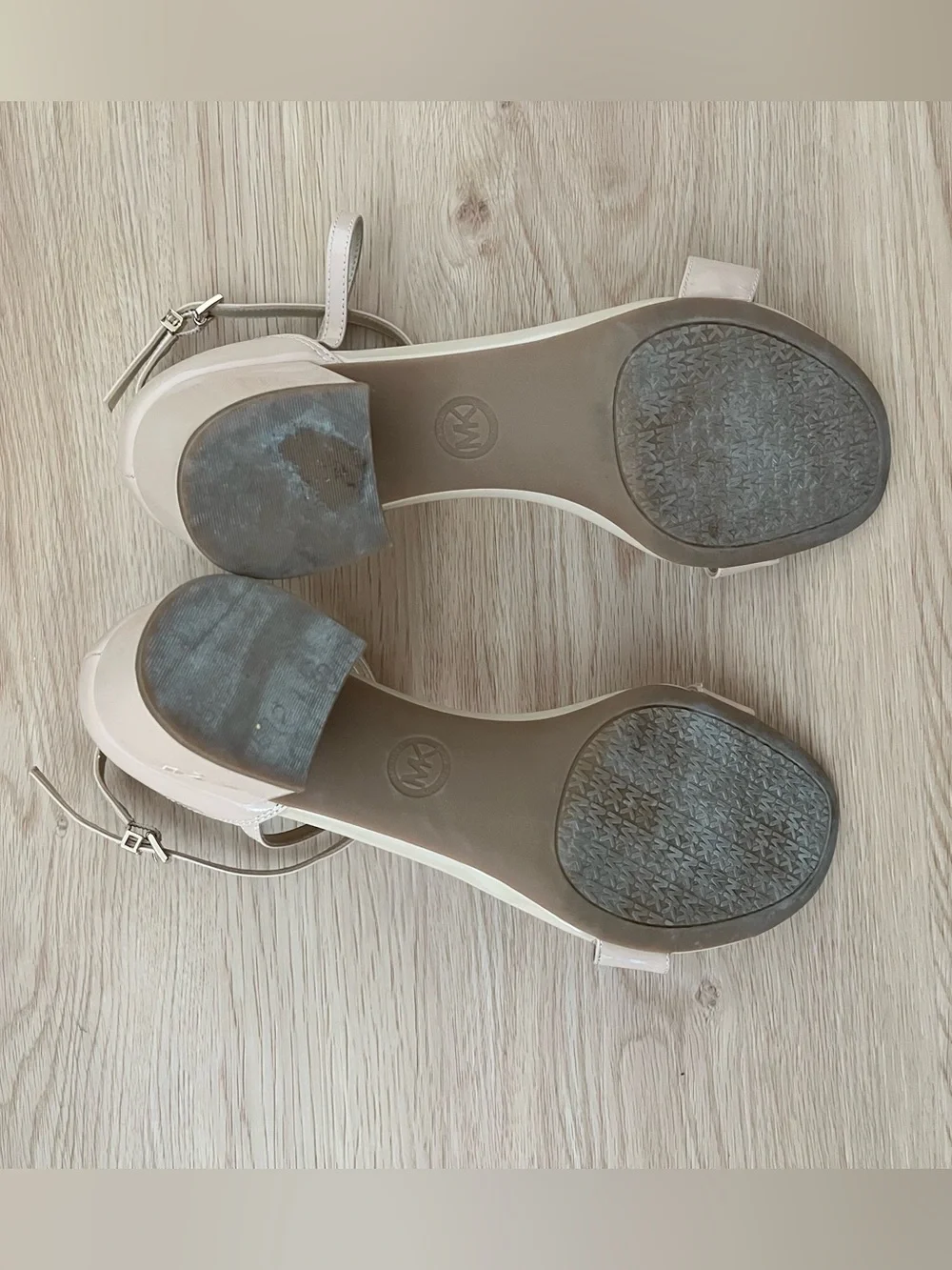Michael Kors Beige Ankle-Strap Leather Sandals